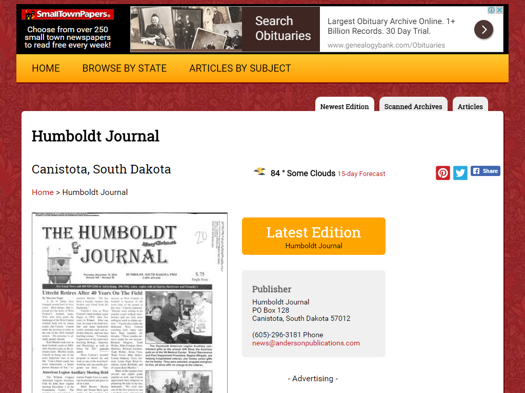 Humboldt Journal Media Contacts
