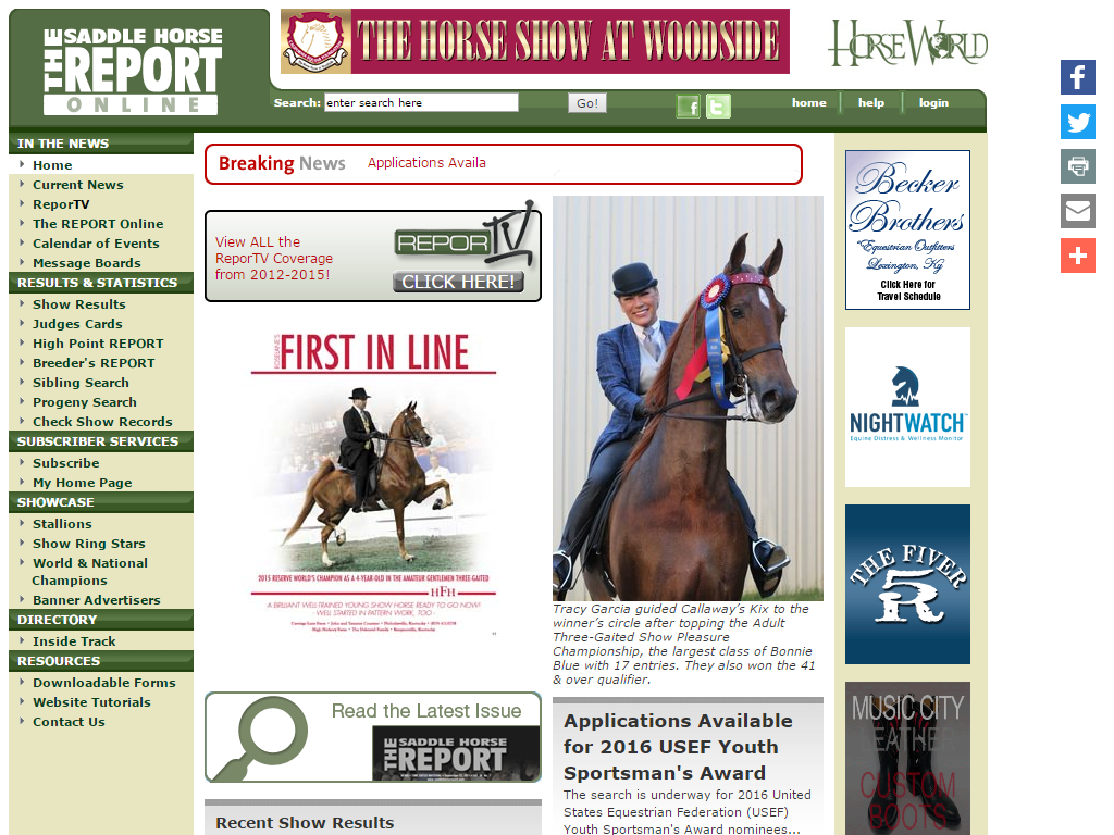 Saddle Horse Report Media Contacts