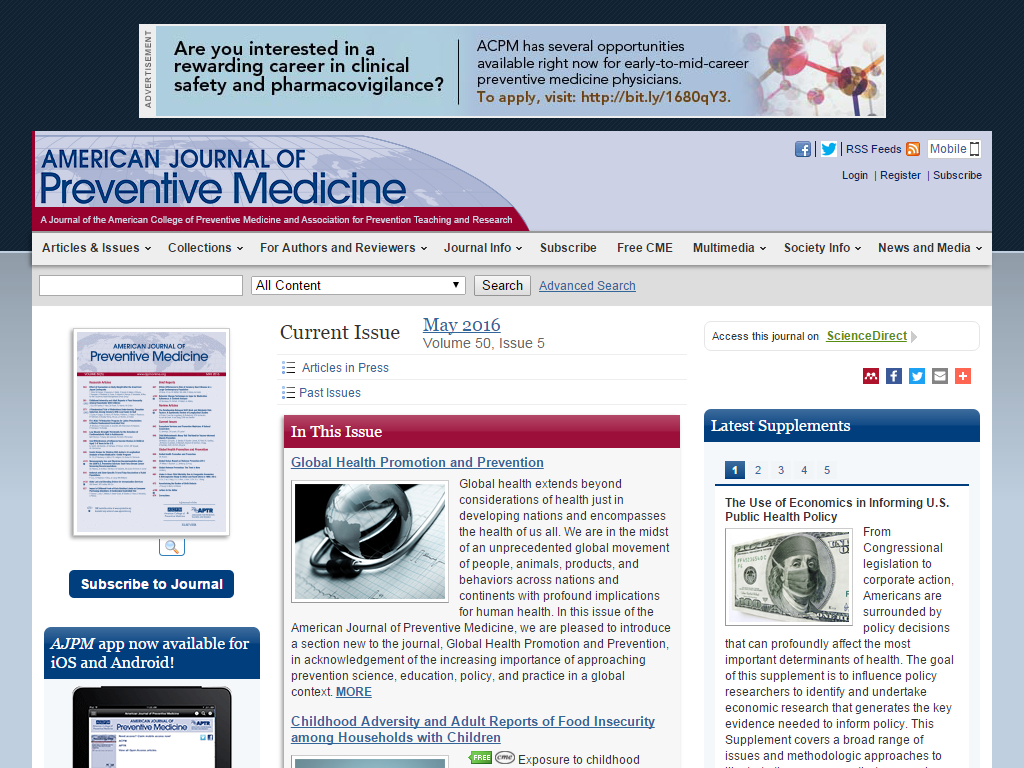 American Journal of Preventive Medicine Media Contacts