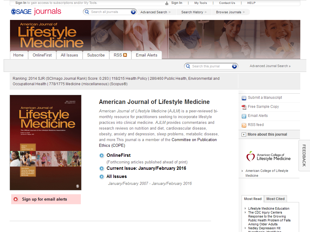 American Journal of Lifestyle Medicine Media Contacts