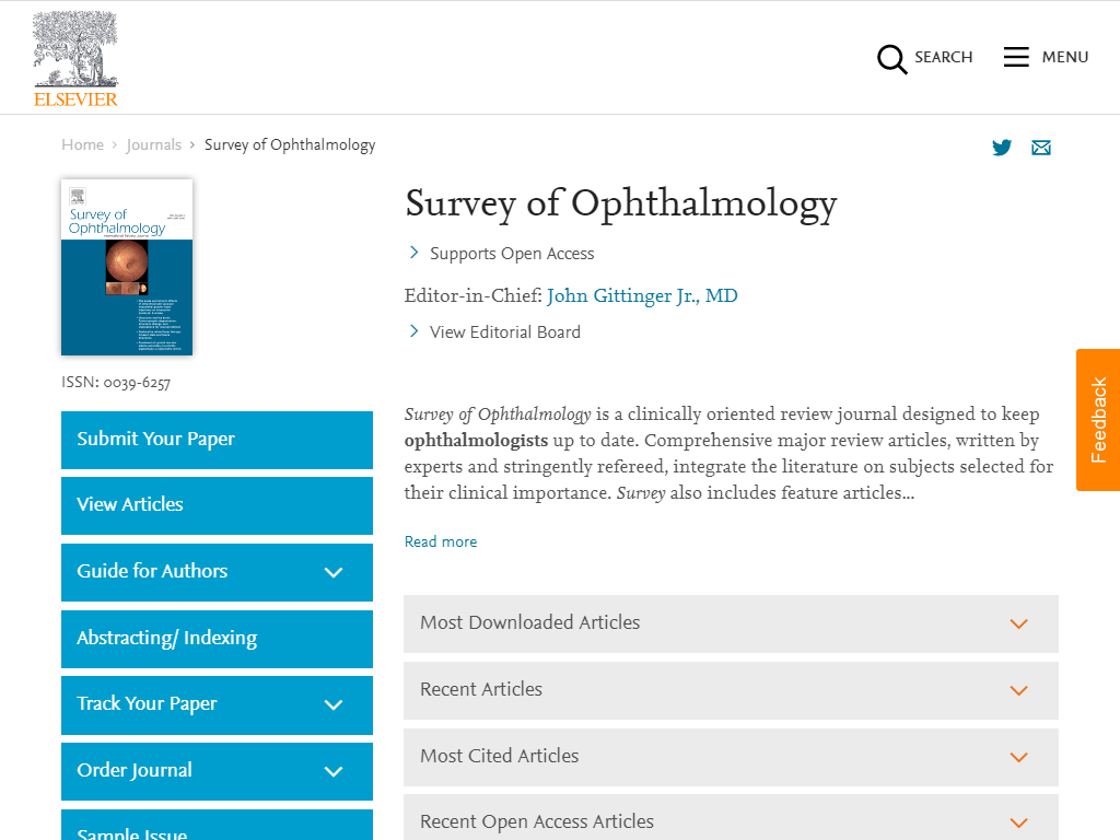 Survey of Ophthalmology Media Contacts