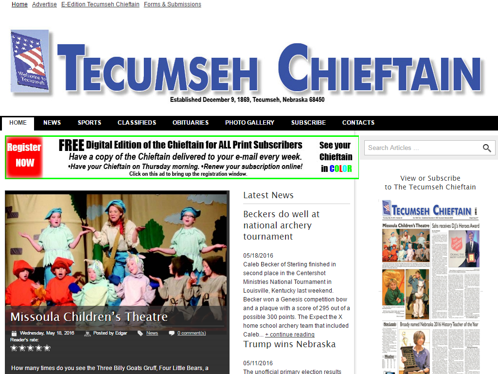 Tecumseh Chieftain Media Contacts