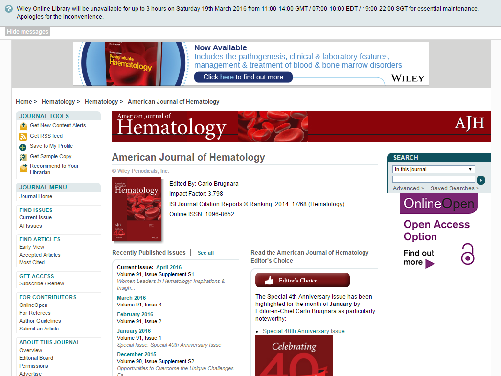 American Journal of Hematology Media Contacts