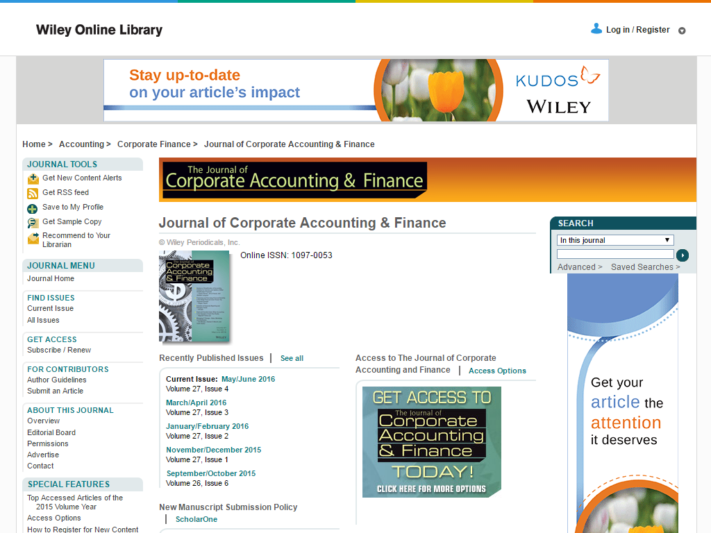 Journal of Corporate Accounting & Finance Media Contacts